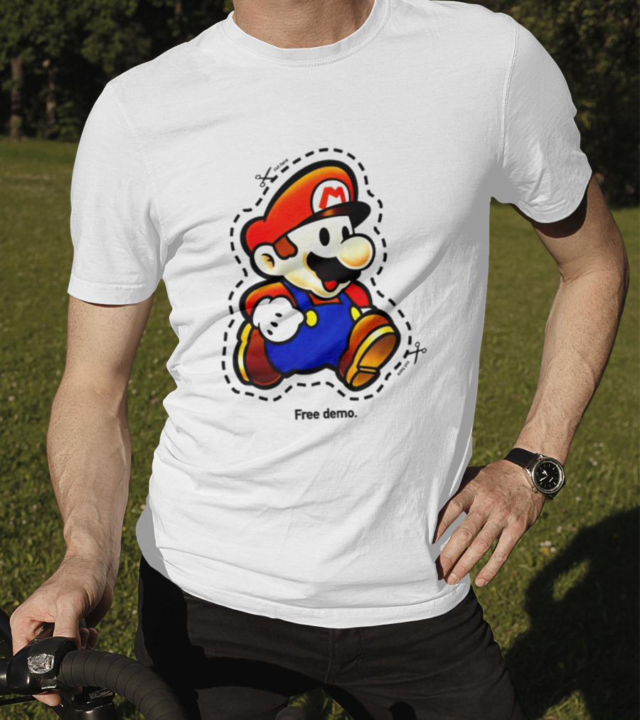 Mario Free Demo Adventure Icon With Cutout Outline T-Shirt