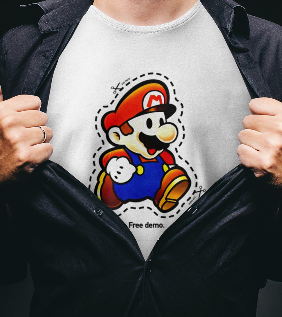 Mario Free Demo Adventure Icon With Cutout Outline T-Shirt