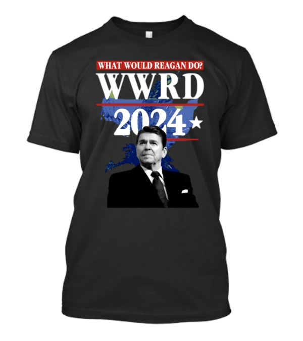 What Would Reagan Do Wwrd 2024 Blue World Map Background T-Shirt