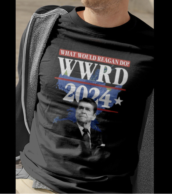 What Would Reagan Do Wwrd 2024 Blue World Map Background T-Shirt