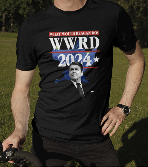 What Would Reagan Do Wwrd 2024 Blue World Map Background T-Shirt