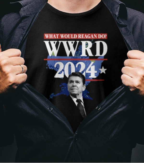 What Would Reagan Do Wwrd 2024 Blue World Map Background T-Shirt