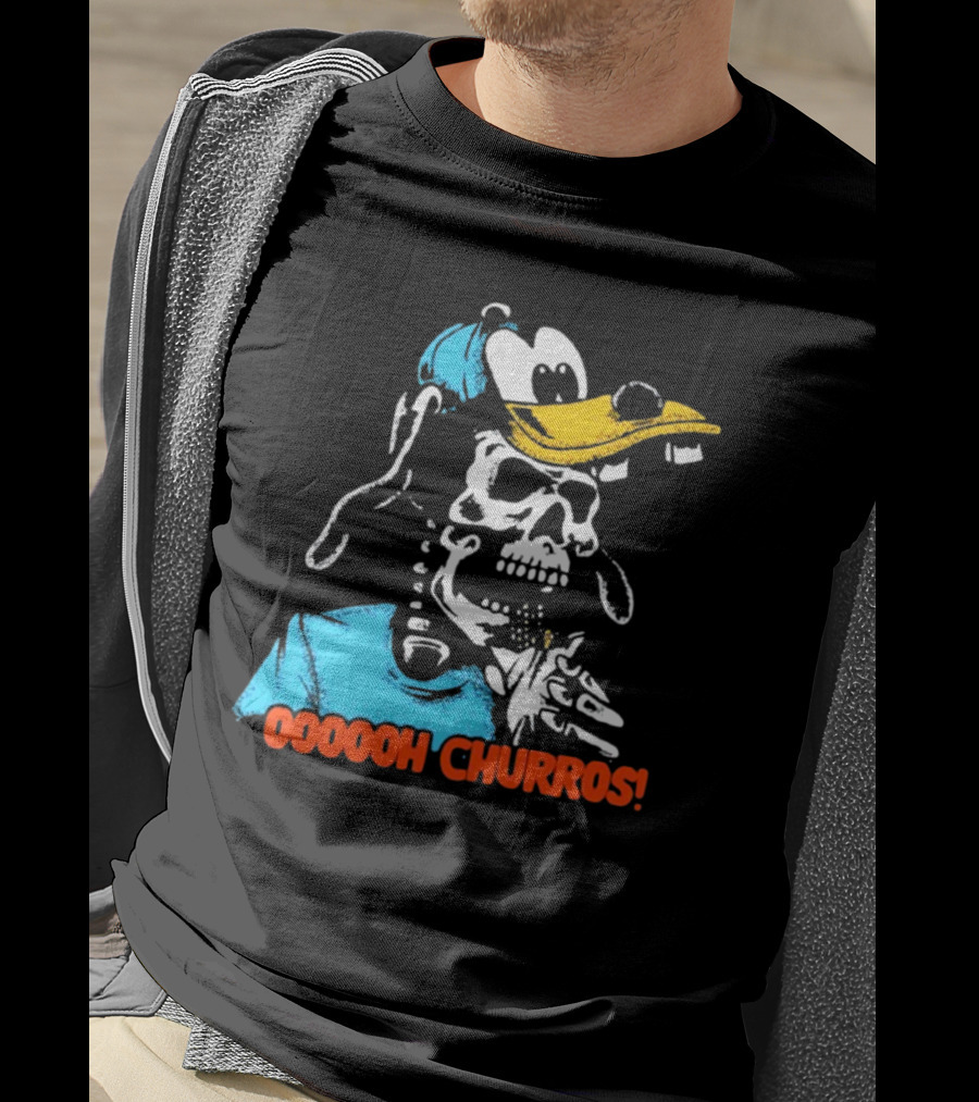 Oooooh Churros Skeleton Dog Character Eating Snack T-Shirt