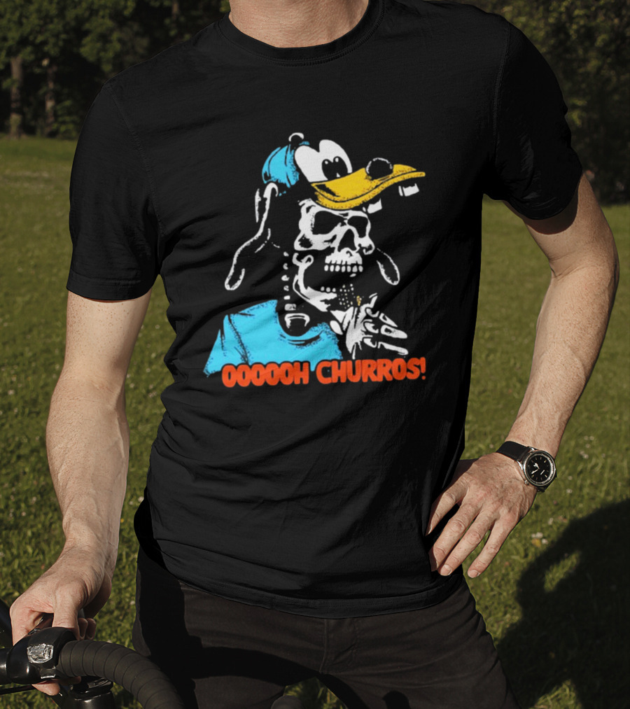 Oooooh Churros Skeleton Dog Character Eating Snack T-Shirt