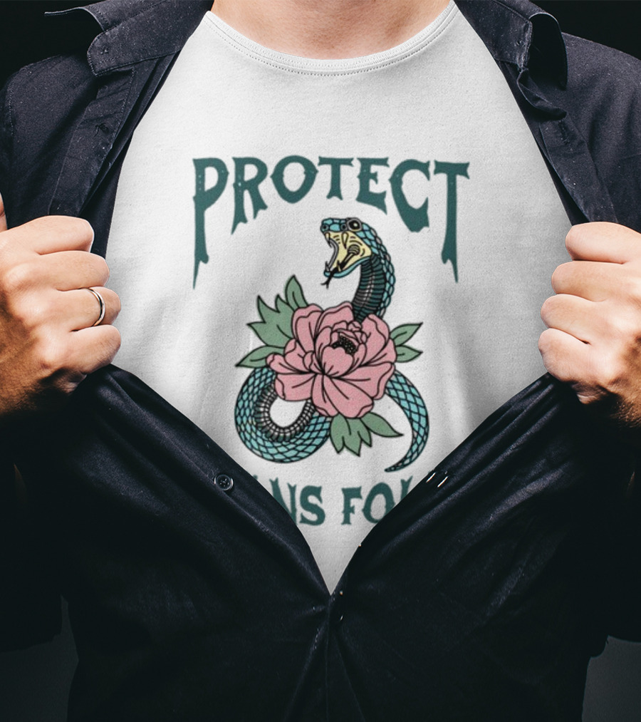 Protect Trans Folks Snake And Flower Transfigureprint T-Shirt
