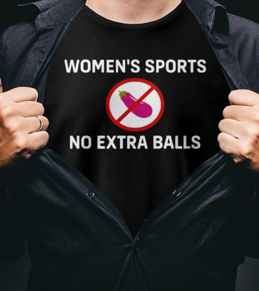 Women's Sports No Extra Balls Eggplant Emoji Prohibition T-Shirt