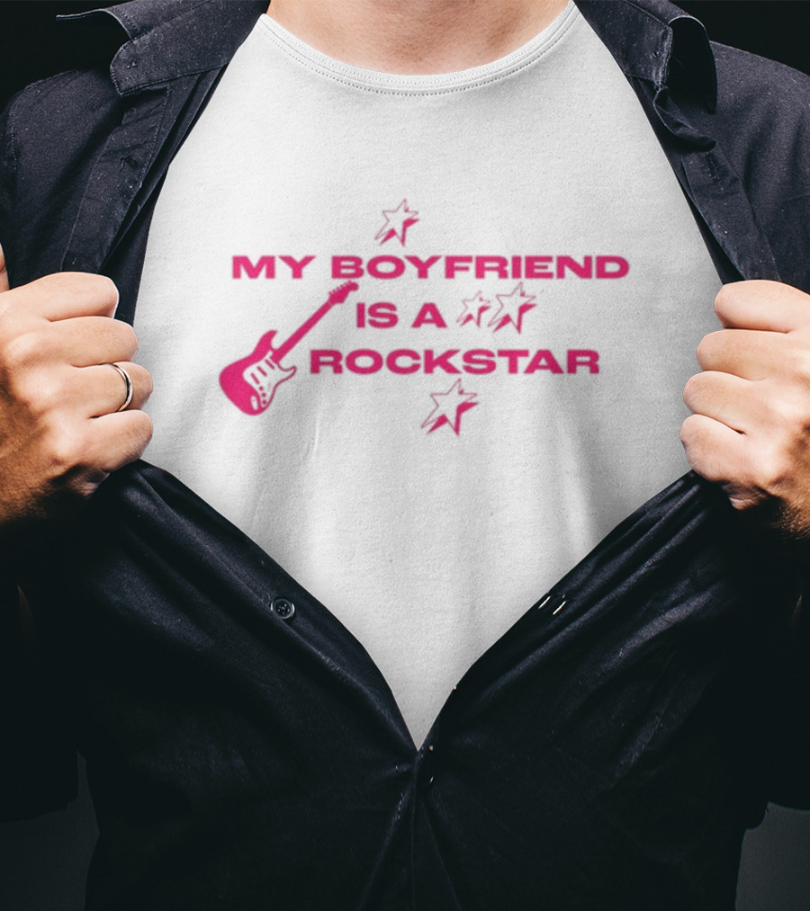 My Boyfriend Is A Rockstar Guitar Stars T-Shirt