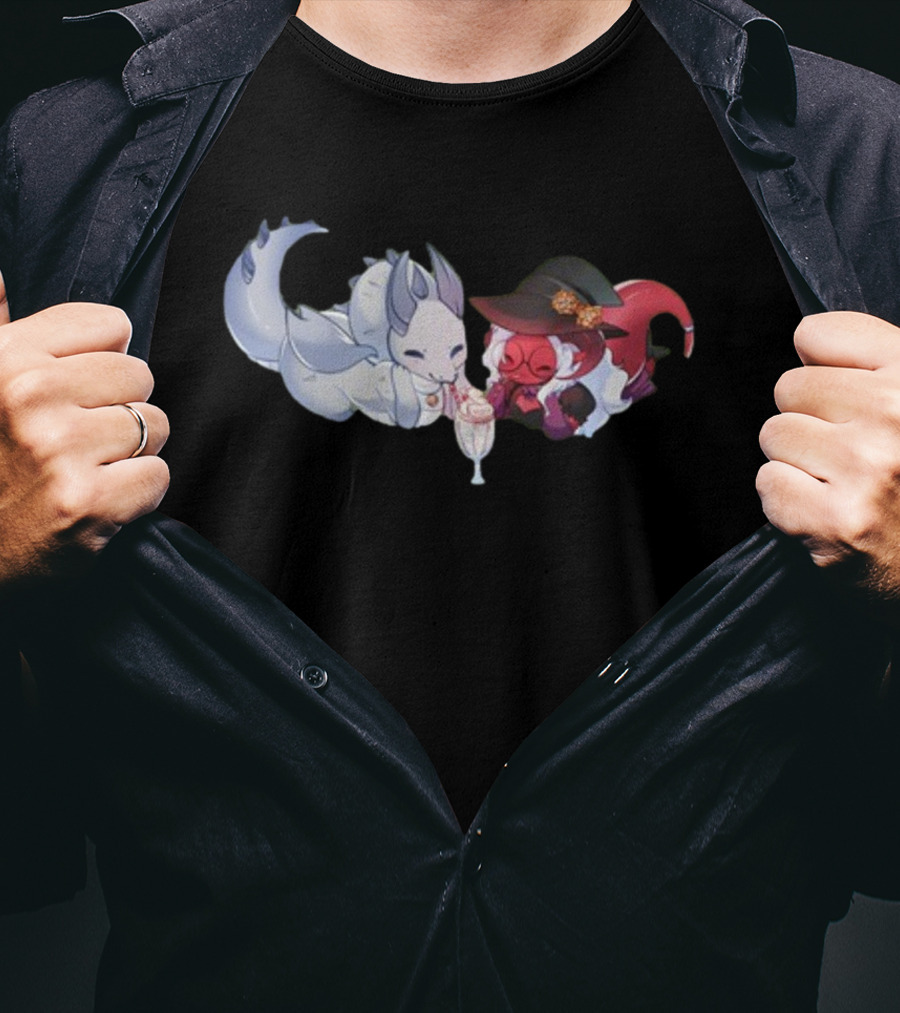 Tieflingmelissa Dragon Love Milkshake Sharing T-Shirt