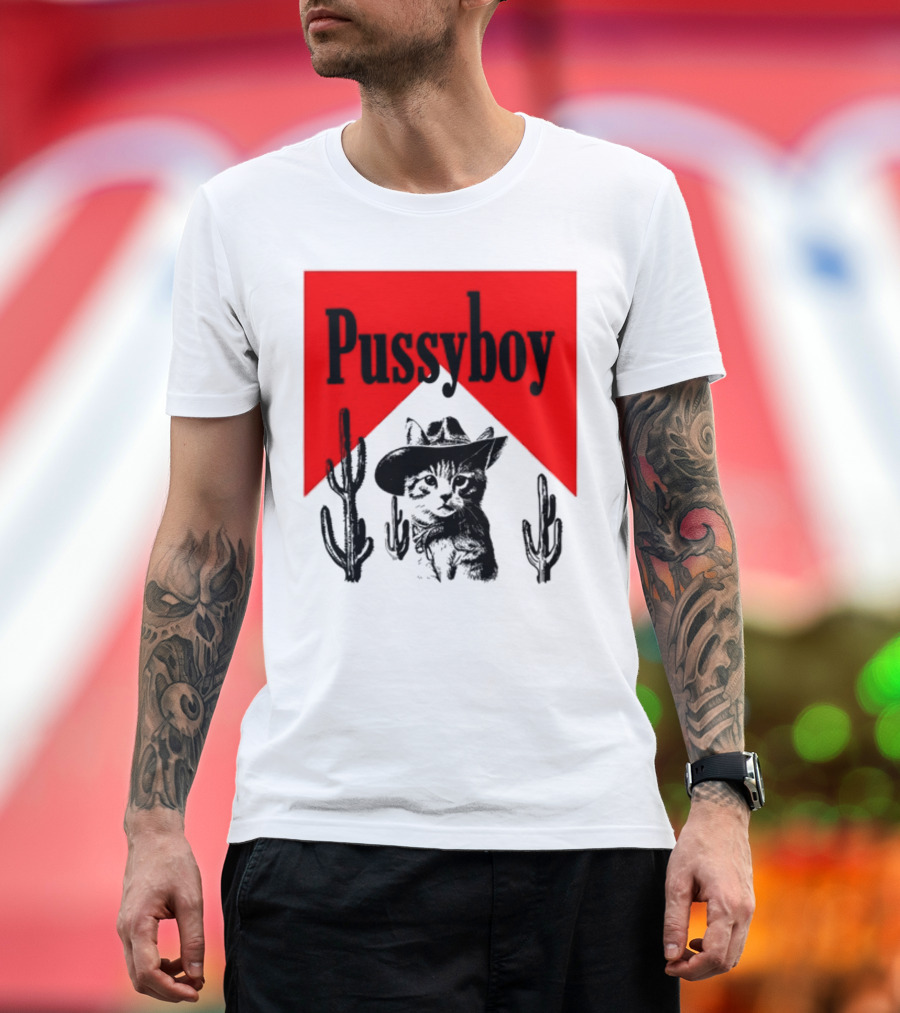 Pussyboy Cat Cactus Cowboy Hat Ezra Miche T-Shirt