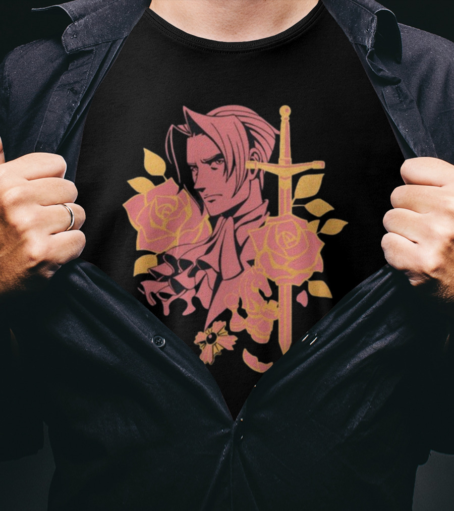 Fangamer King Of Prosecutors Miles Edgeworth Roses Sword Medallion T-Shirt