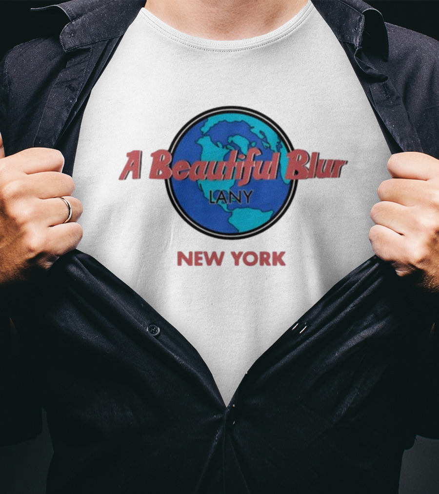 Lany A Beautiful Blur World Map New York T-Shirt