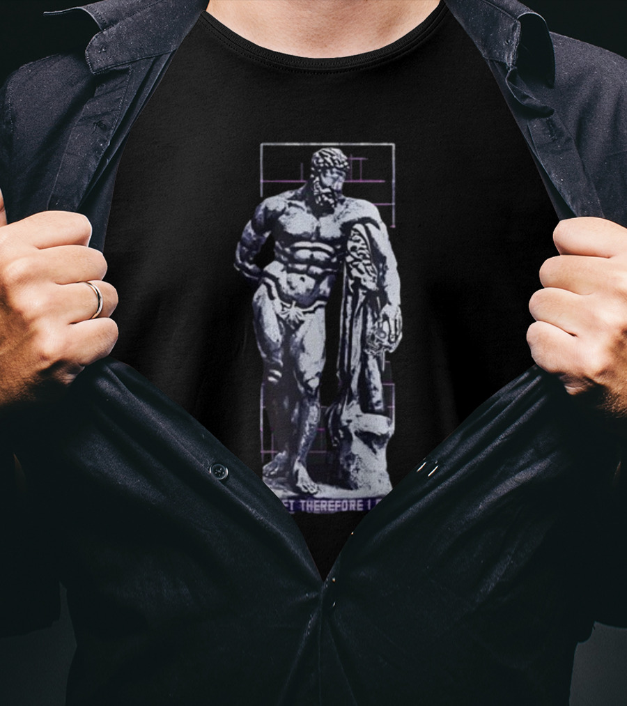 Raskolapparel I Lift Therefore I Am Classical Sculpture Buff Bodybuilding Motivation T-Shirt