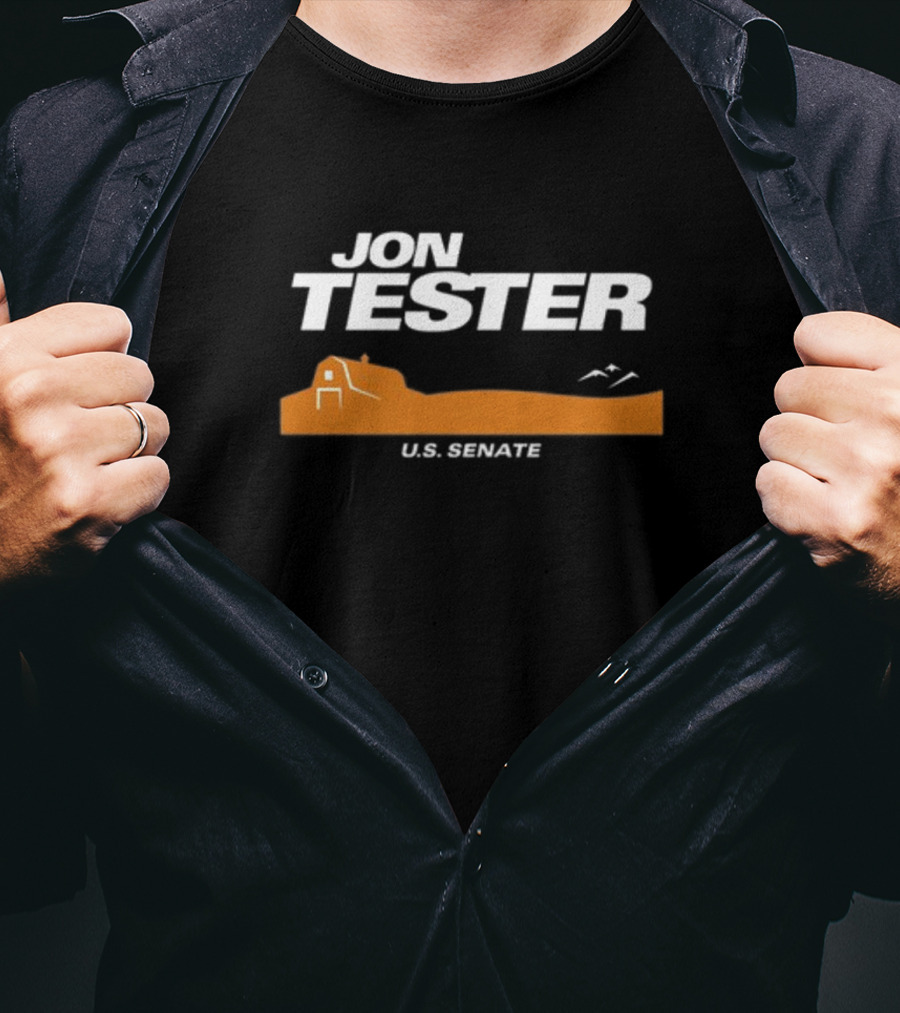 Jon Tester U.S. Senate Barn Landscape Logo Jontester Shop T-Shirt