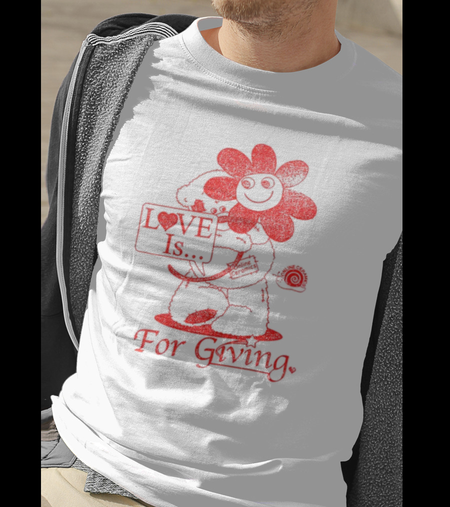 LOVE Is For Giving Smiling Flower And Bear Hugging T-Shirt