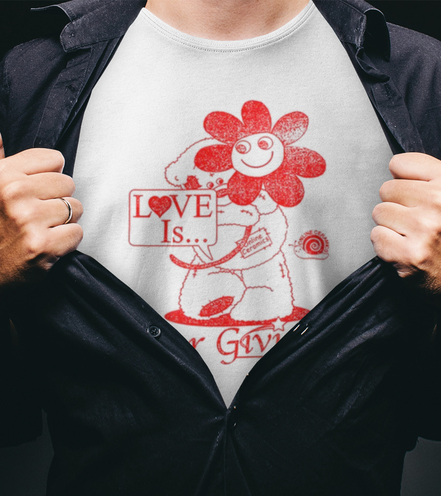LOVE Is For Giving Smiling Flower And Bear Hugging T-Shirt