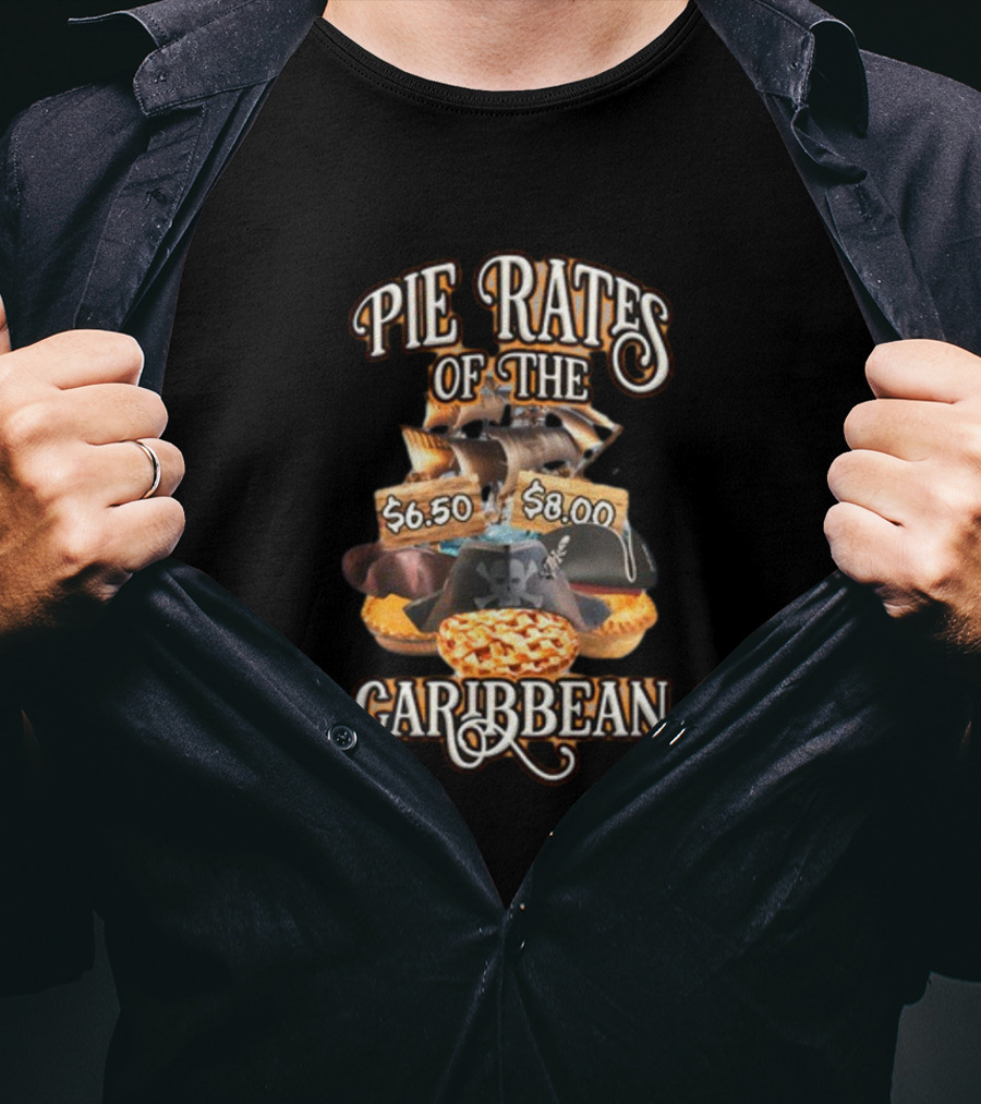 Pie Rates Of The Caribbean $6.50 $8.00 Pirate Hat And Ship Adventure T-Shirt