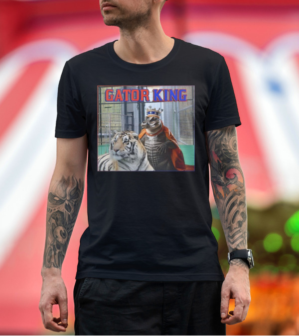 Premium T-Shirt: Gator King Crowned Alligator with Tiger T-Shirt Gator King Crowned Alligator with Tiger T-Shirt