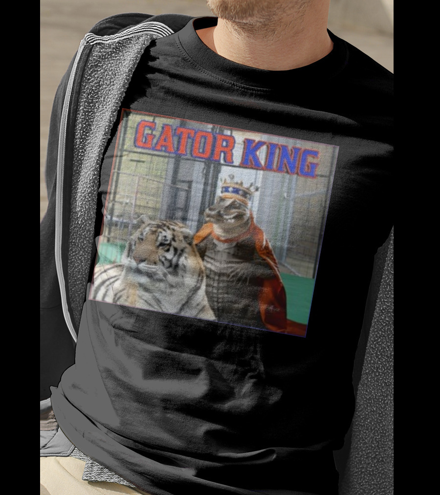 Gator King Crowned Alligator With Tiger T-Shirt