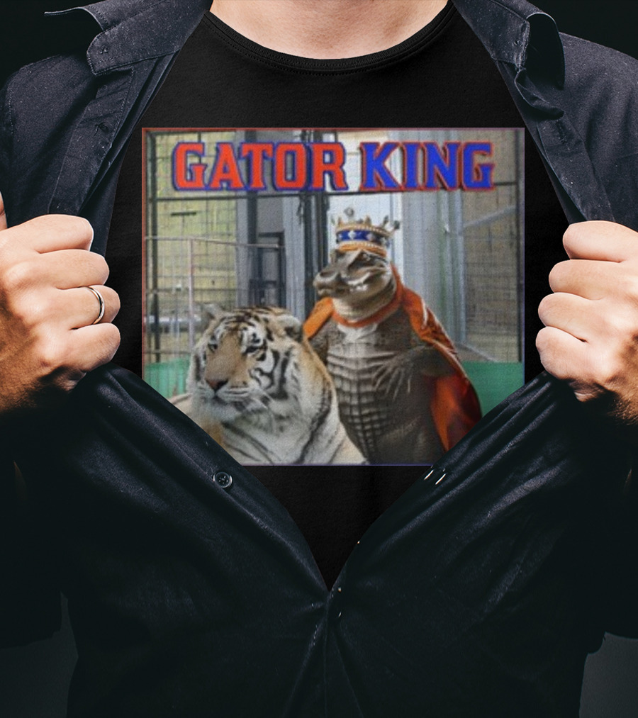 Gator King Crowned Alligator With Tiger T-Shirt
