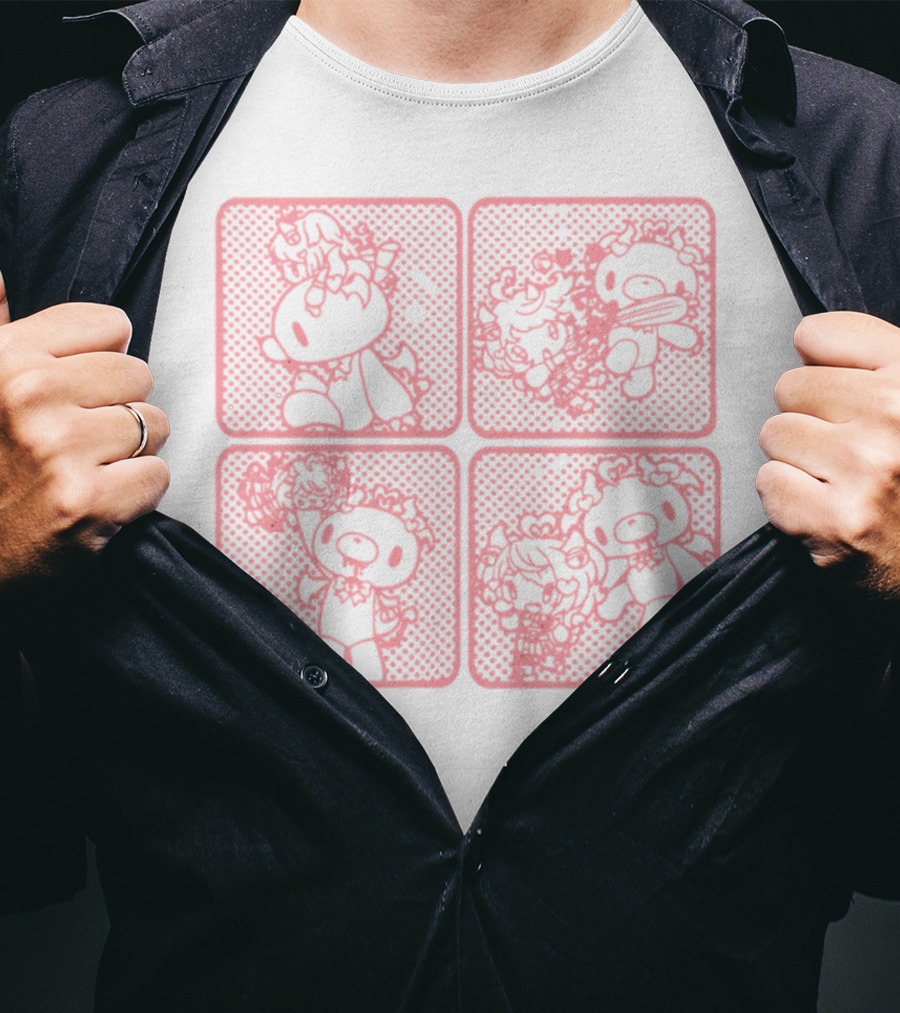 Morichack Ironmouse X GloomyBear Pink Graphic Quadrants T-Shirt