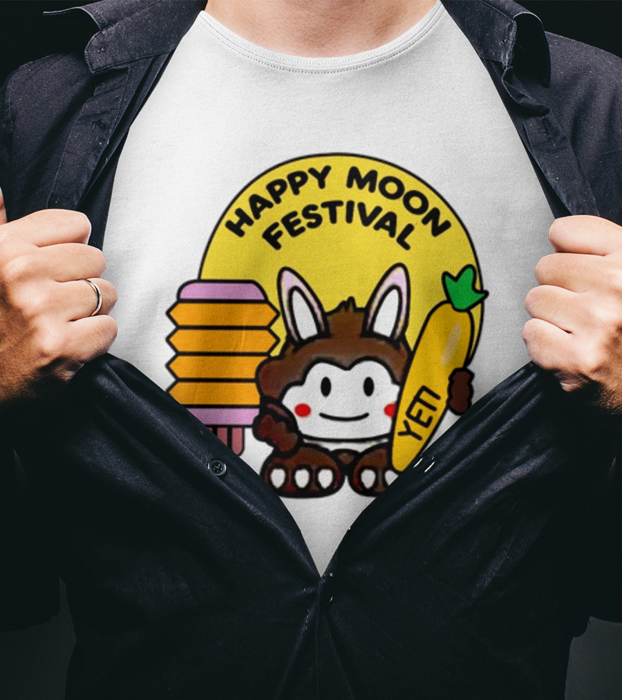 Rockstar Games Happy Moon Festival Yeti Lantern Rabbit T-Shirt