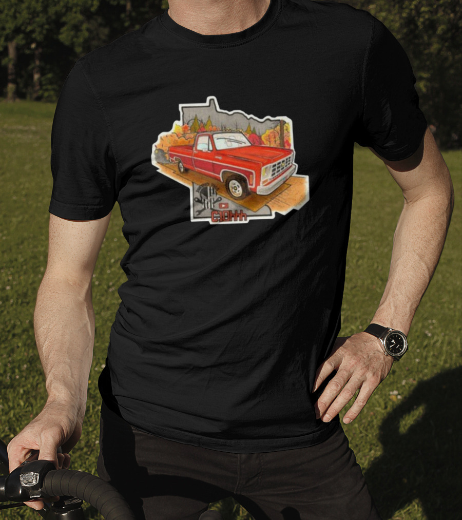 C1ohhh Junkyera Digs Vintage Red Pickup Truck Scenic Autumn Background Classic T-Shirt