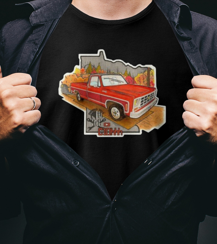 C1ohhh Junkyera Digs Vintage Red Pickup Truck Scenic Autumn Background Classic T-Shirt