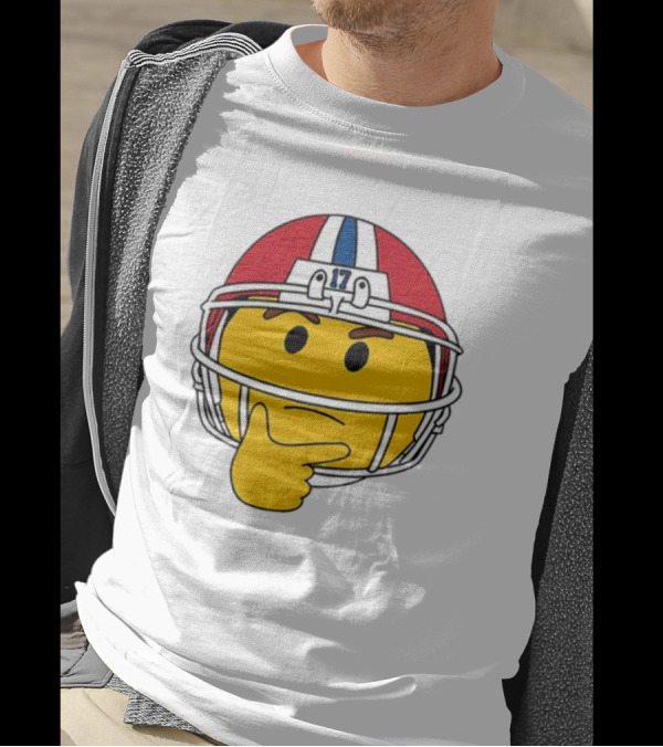 Hmm Moji Curious Thinking Face Football Helmet Red White Blue 17 T-Shirt