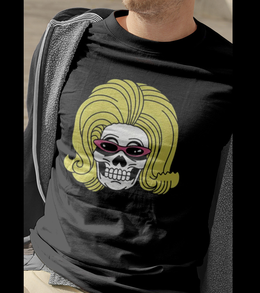 Juno Birch Death Skull Blonde Wig Pink Sunglasses T-Shirt