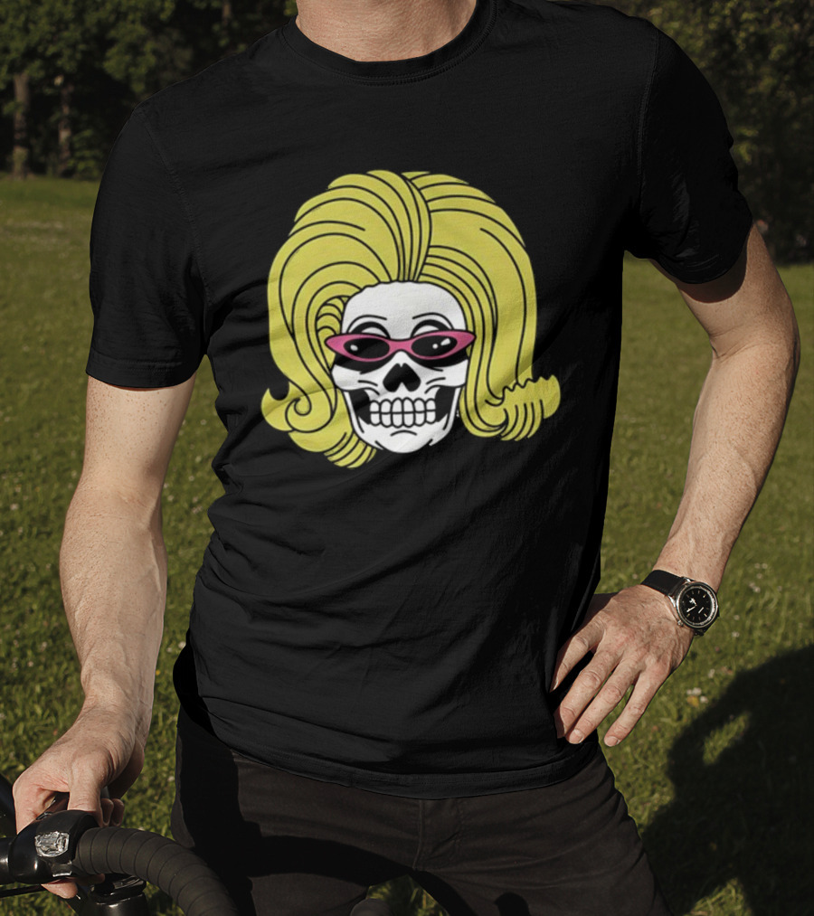 Juno Birch Death Skull Blonde Wig Pink Sunglasses T-Shirt