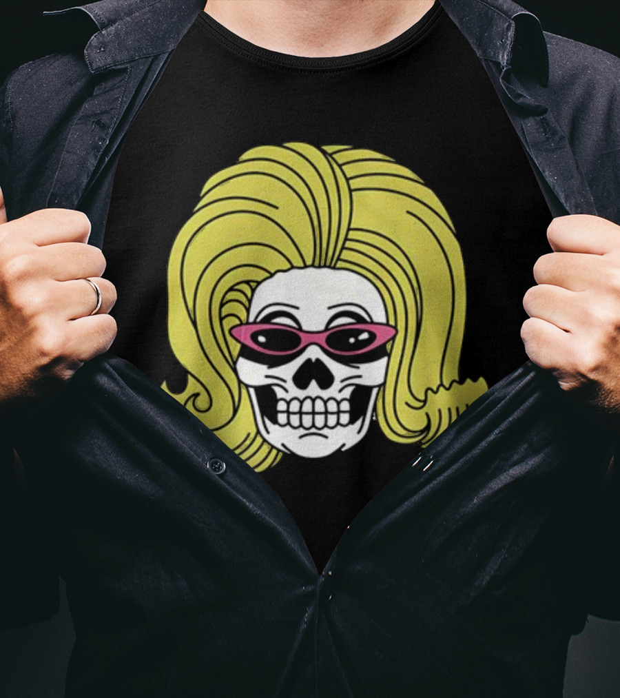 Juno Birch Death Skull Blonde Wig Pink Sunglasses T-Shirt