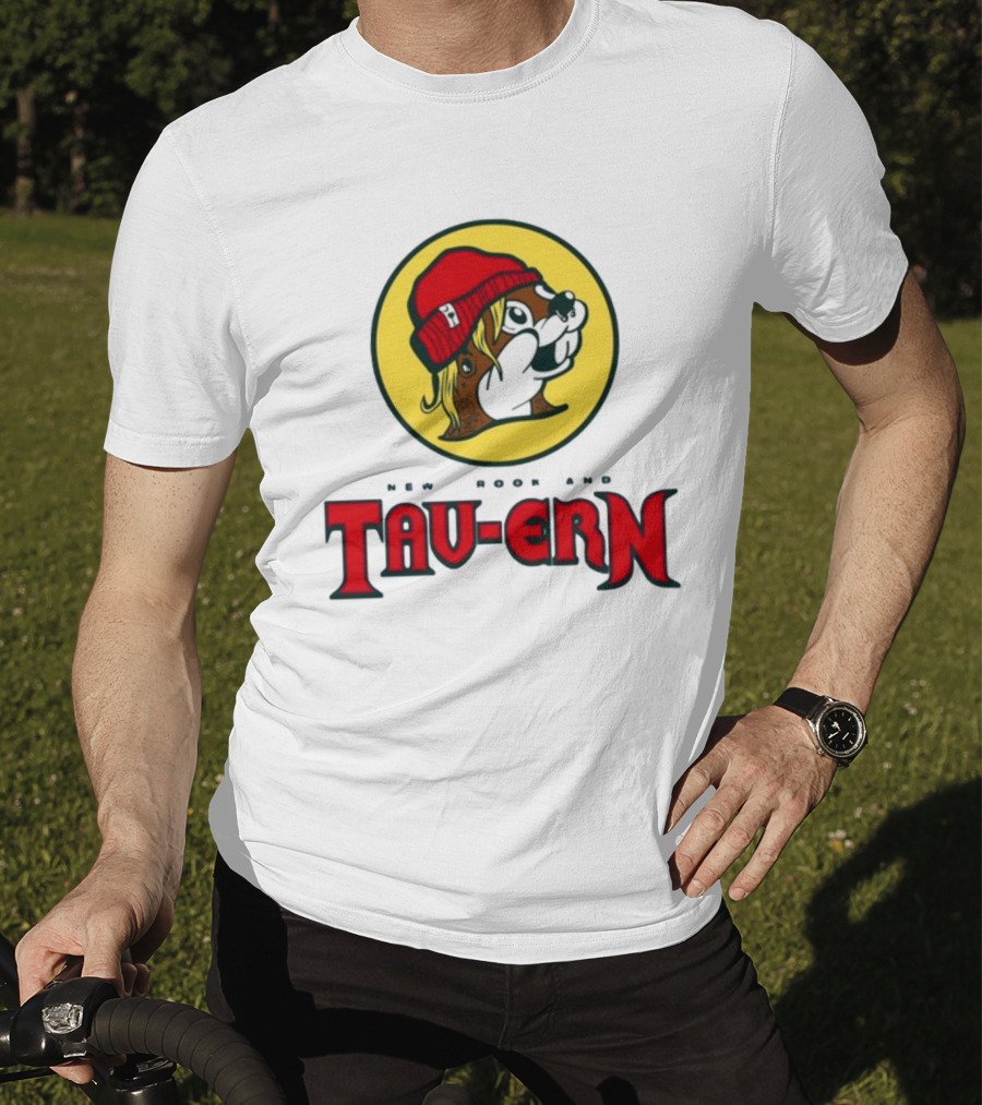 New Brookland Tavern Buc-Ees Nbt Logo With Red Hat Mascot T-Shirt