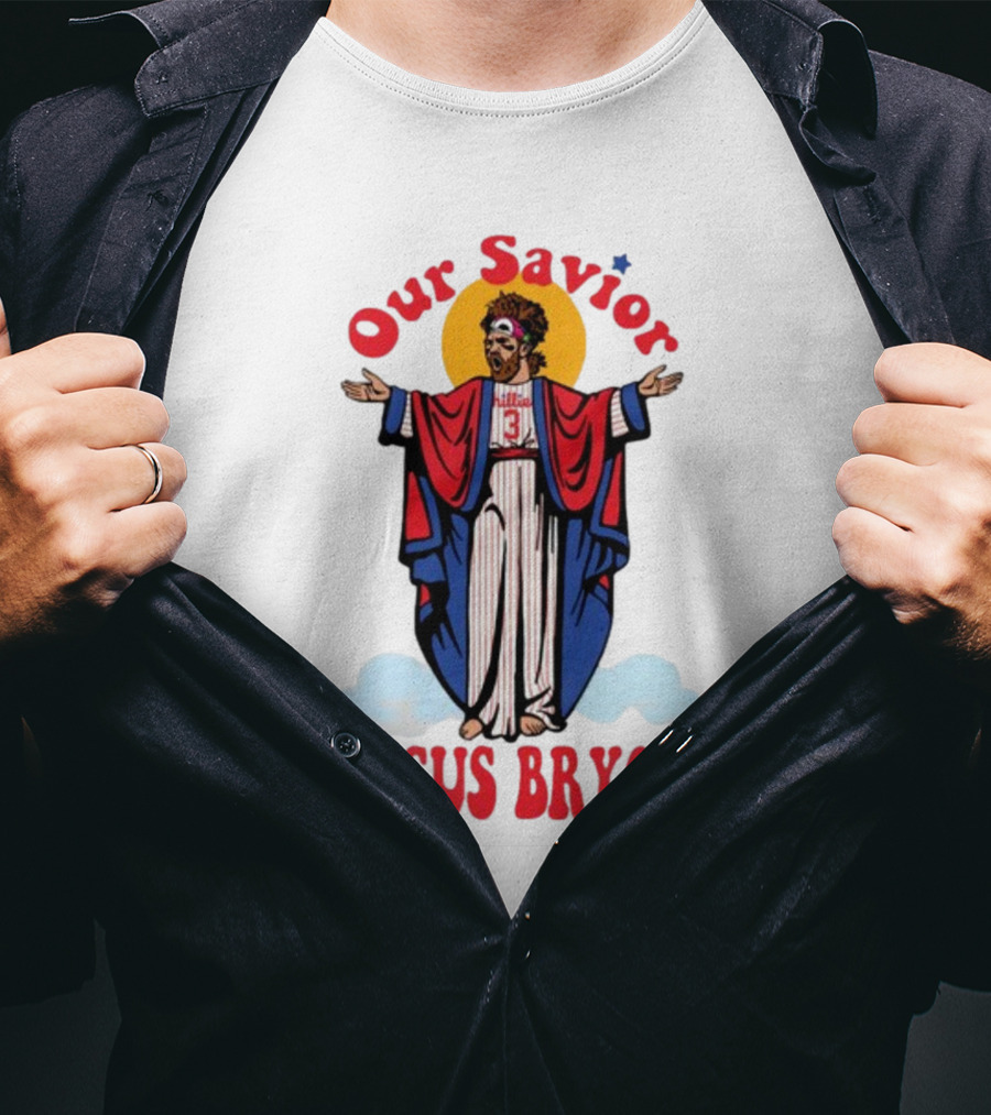 Our Savior Jesus Bryce Illustrated In Baseball Robes T-Shirt