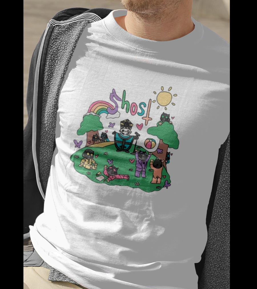 Cardinal Copia Ghost Slipknot Fun Cartoon Scene With Rainbow And Sun T-Shirt