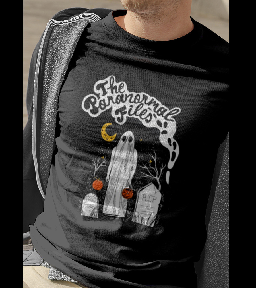 The Paranormal Files Ghost Halloween Cemetery Moon Stars RIP Pumpkin T-Shirt
