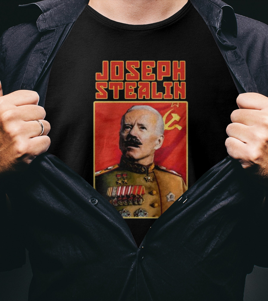 Joseph Stealin Soviet Parody Stalin Uniform Red Flag T-Shirt