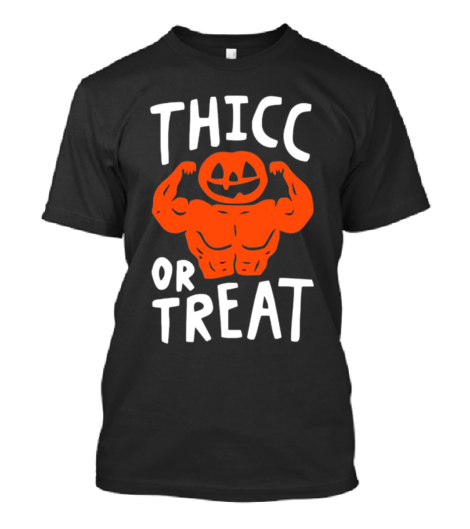 Thicc Or Treats Pumpkin Flexing Muscles T-Shirt