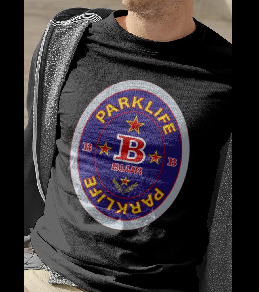 Blur Parklife Beermat Brewed In London England B Logo B Stars T-Shirt