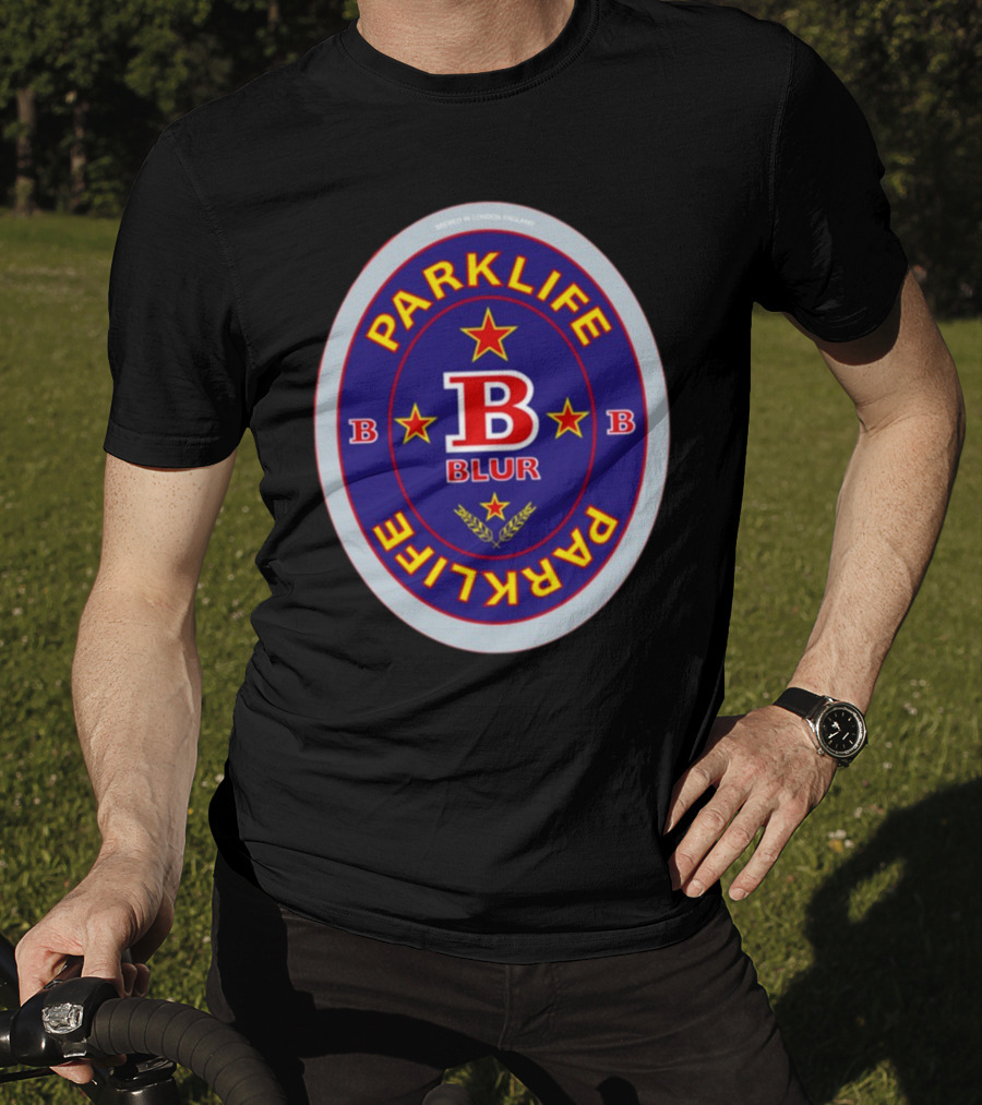 Blur Parklife Beermat Brewed In London England B Logo B Stars T-Shirt