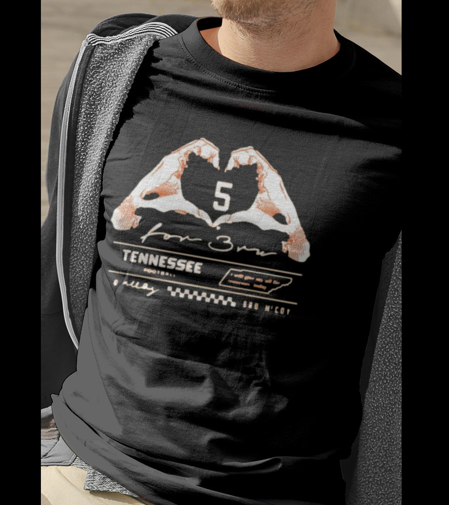 Bru McCoy Tennessee Football Heart 5 For Bru T-Shirt