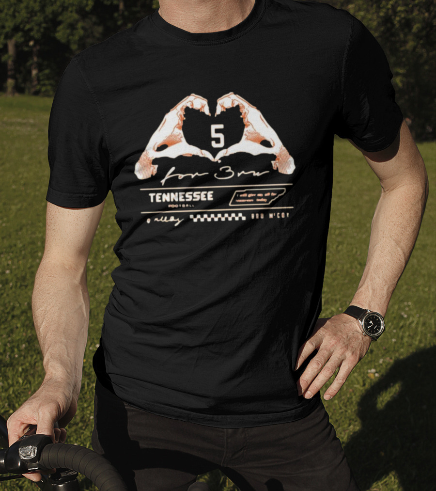 Bru McCoy Tennessee Football Heart 5 For Bru T-Shirt