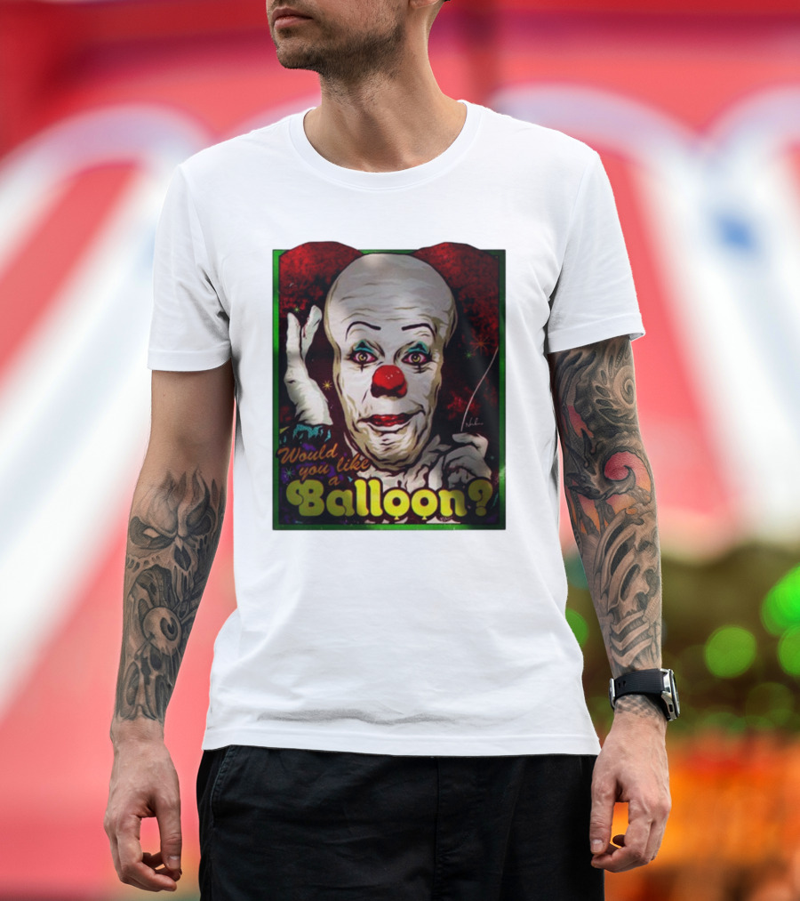Would You Like A Balloon Clown Face Art by Nordacious T-Shirt