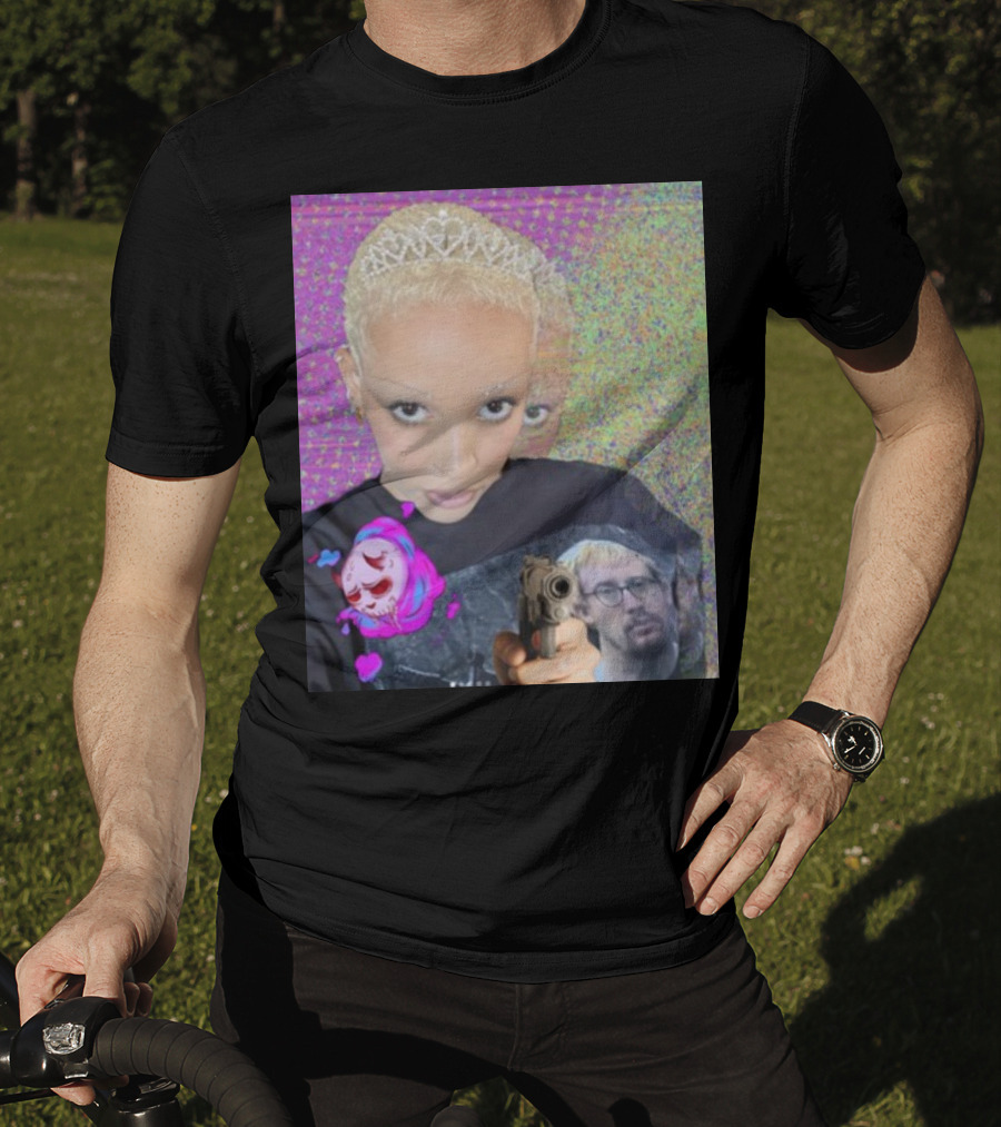 Doja Cat Sam Hyde Tiara Emoji Gun Sweater Multicolored Background T-Shirt