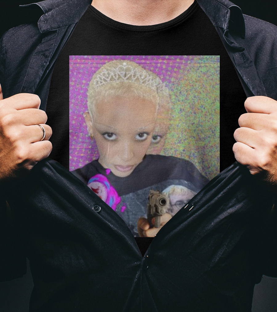 Doja Cat Sam Hyde Tiara Emoji Gun Sweater Multicolored Background T-Shirt