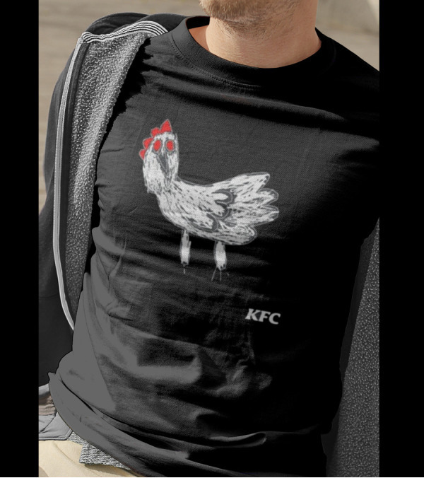 KFC Chicken Sketch With Red Accents T-Shirt