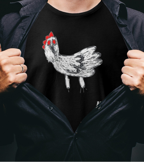 KFC Chicken Sketch With Red Accents T-Shirt