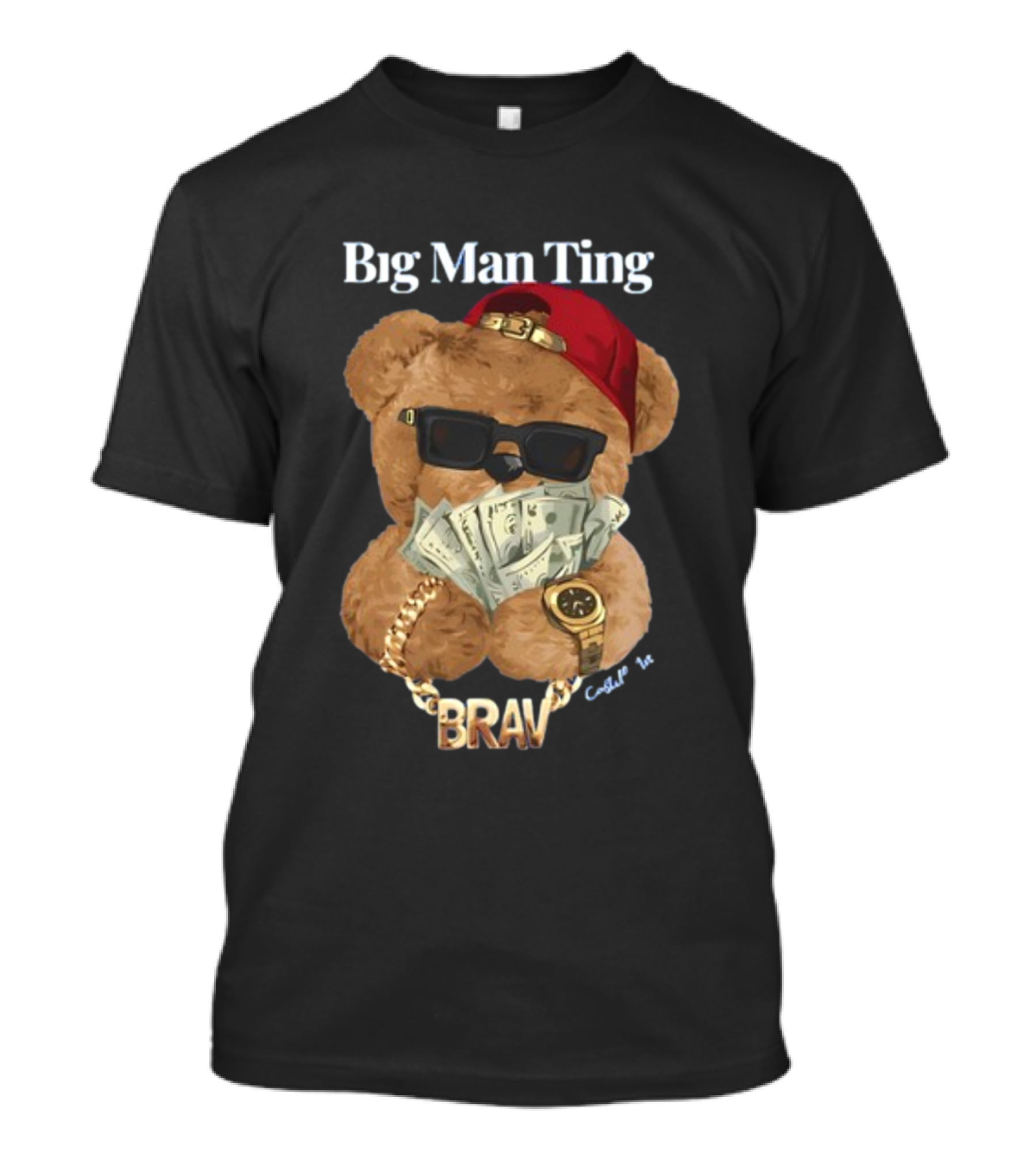 Big Man Ting Castillo Bear With BRAV Chain And Cash T-Shirt