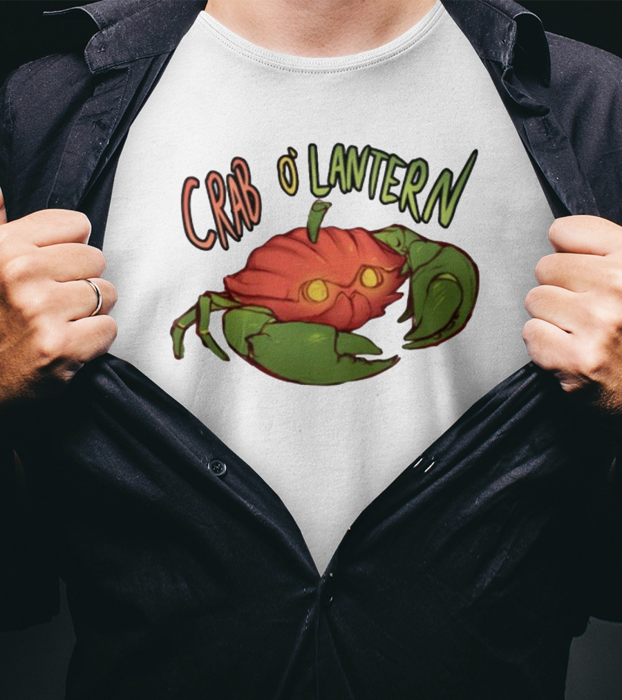 Crab O' Lantern Pumpkin Crab Creature With Glowing Eyes T-Shirt