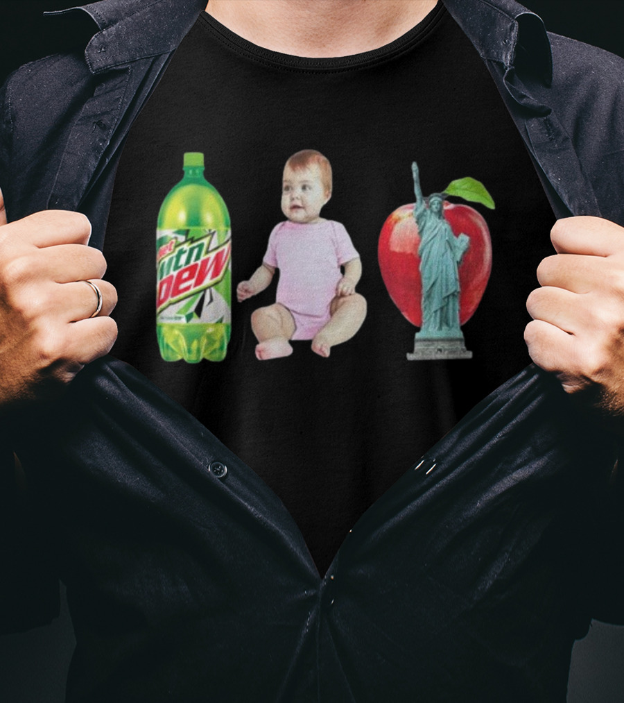 Diet Mountain Dew Baby Statue Of Liberty Apple New York City T-Shirt