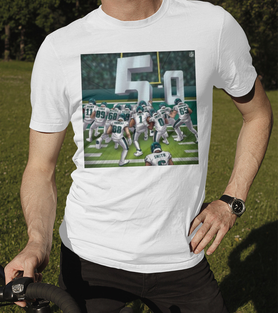 Jalen Hurts Brotherly Shove 5-0 Eagles Victory T-Shirt